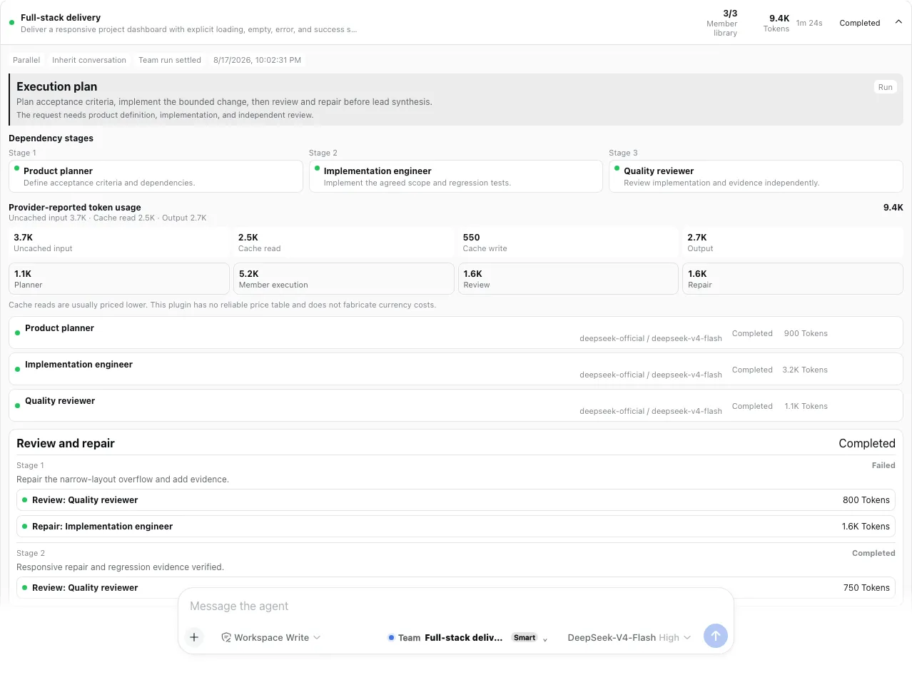 Inspect the DAG, member state, review rounds, and Token buckets
